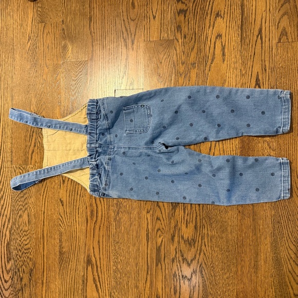 Zara Kids Blue Denim Overalls with Polka Dots - Picture 4 of 4